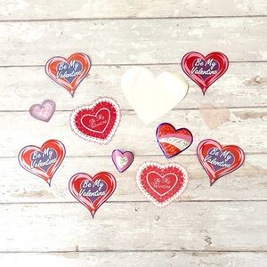 Valentine’s Day Window Cling Heart Stickers Reusable Glass Mirrors Etc 12pc Set